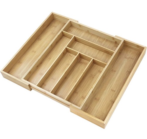 Extendable bamboo cutlery tray - cutlery,