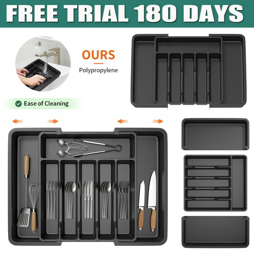 Extendable cutlery tray - extendable,