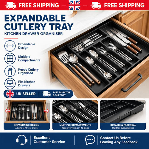 Expandable cutlery tray - expandable,