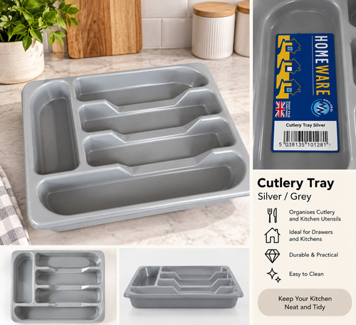 Silver grey plastic cutlery - grey,