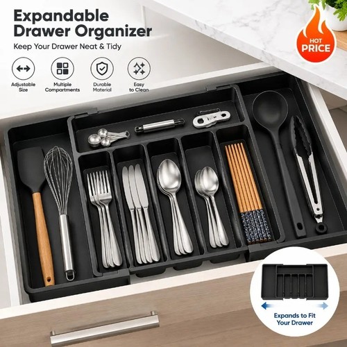 Extendable cutlery tray - extendable,