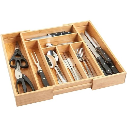 Bamboo cutlery tray expandable - tray,