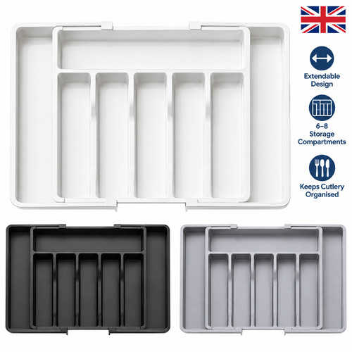 Extendable cutlery tray - extendable,