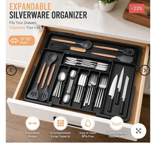 Expandable cutlery tray - expandable,