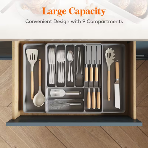 Extendable cutlery tray - extendable,