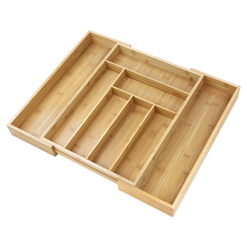 Extendable bamboo cutlery tray - bamboo,