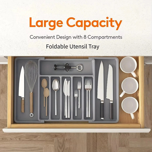 Extendable cutlery tray - extendable,