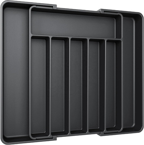Black expandable cutlery - black,