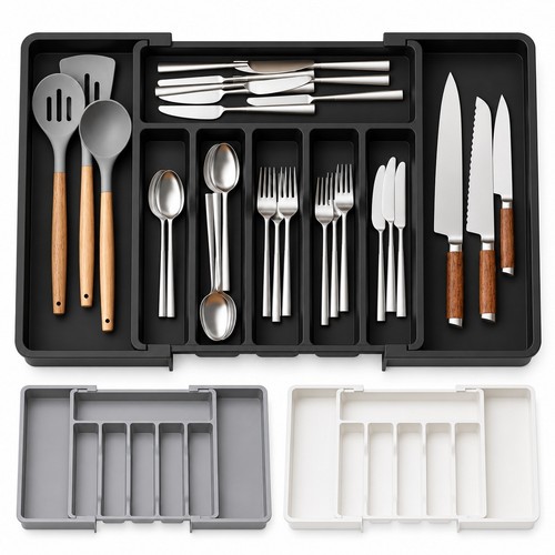 Expandable cutlery tray - expandable,