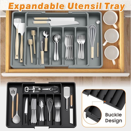 Extendable cutlery tray - extendable,