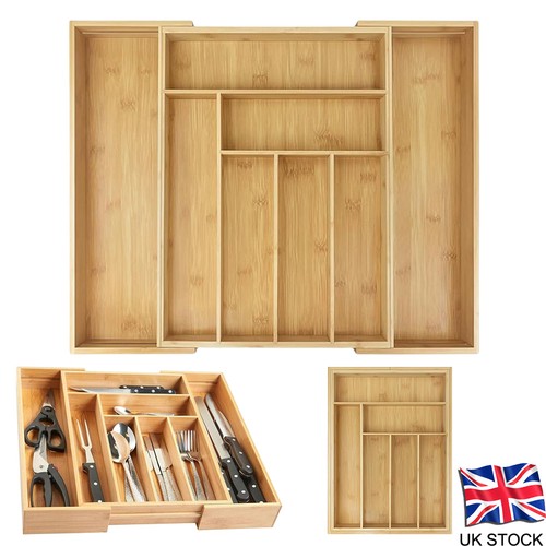 Extendable bamboo cutlery tray - extendable,